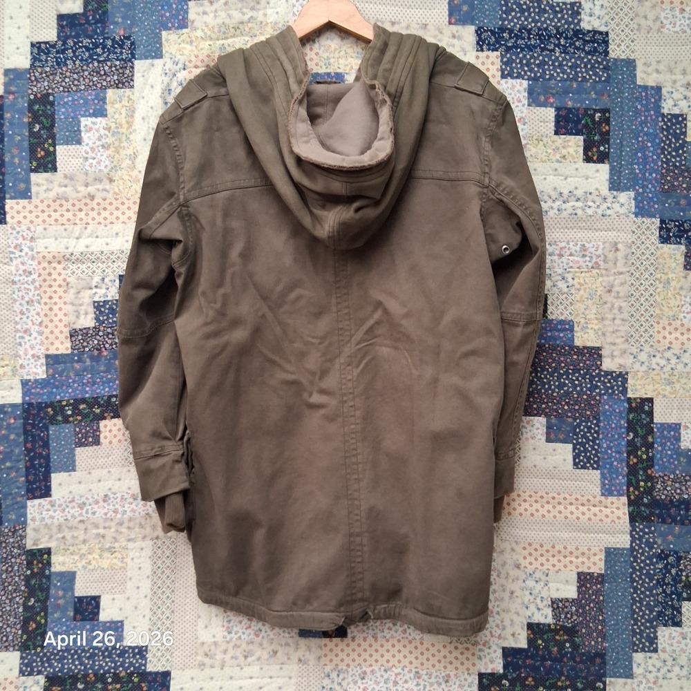 We The Free People Hooded Military Hooded Cargo Jacket Olive Green Boho Gorpcore - Picture 3 of 14